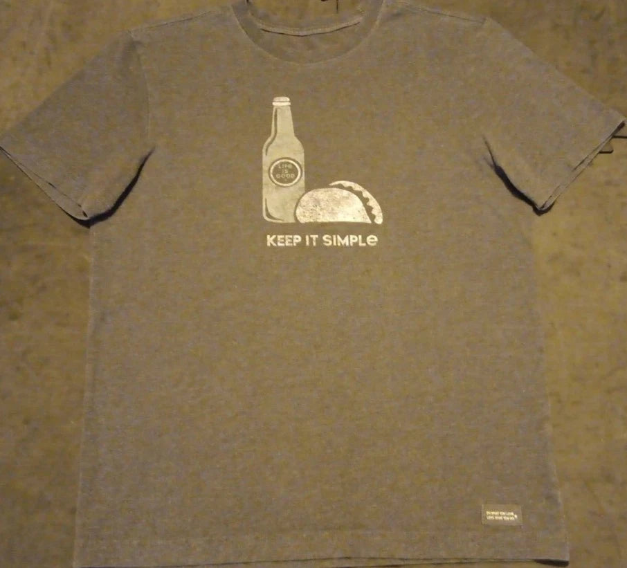 Men's Sm Life Is Good Tacos & Beer Keep It Simple Graphic Crusher Tee T Shirt