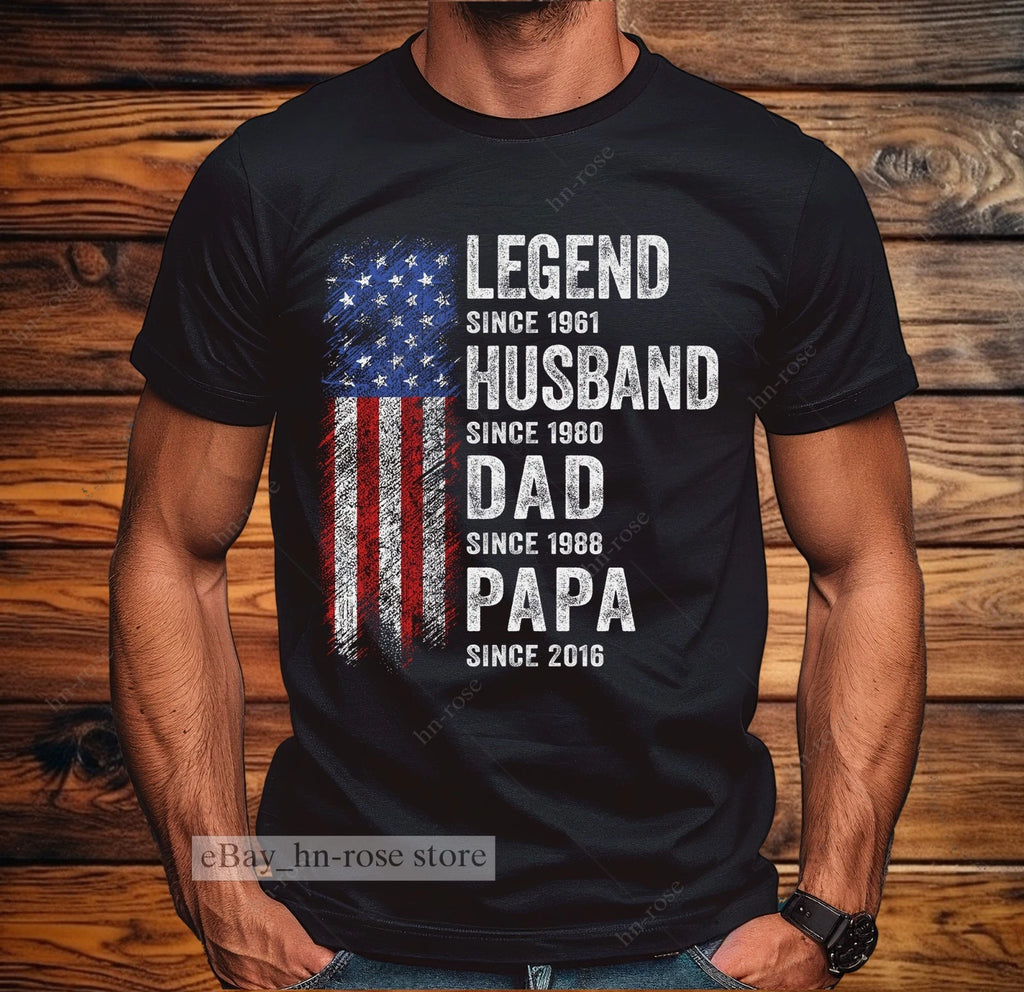 Personalized Papa Shirt American Flag Patriot Gift Custom Years New Grandpa Tee
