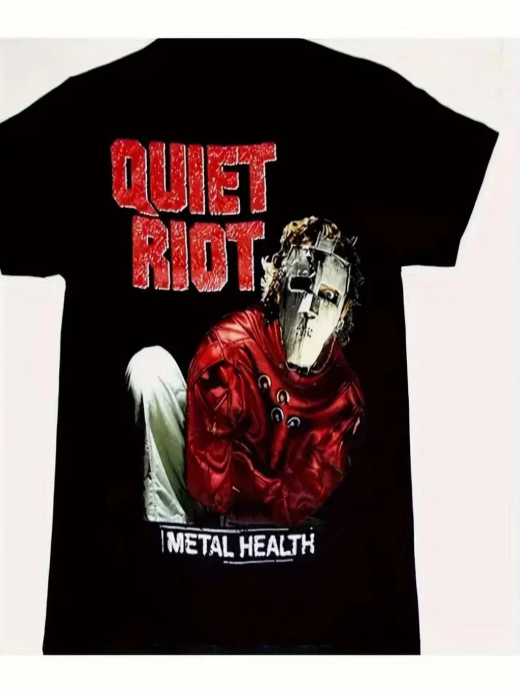 Men's "Quiet Riot" Retro Rock Character Graphic T-Shirt, Casual Short Sleeve Cre