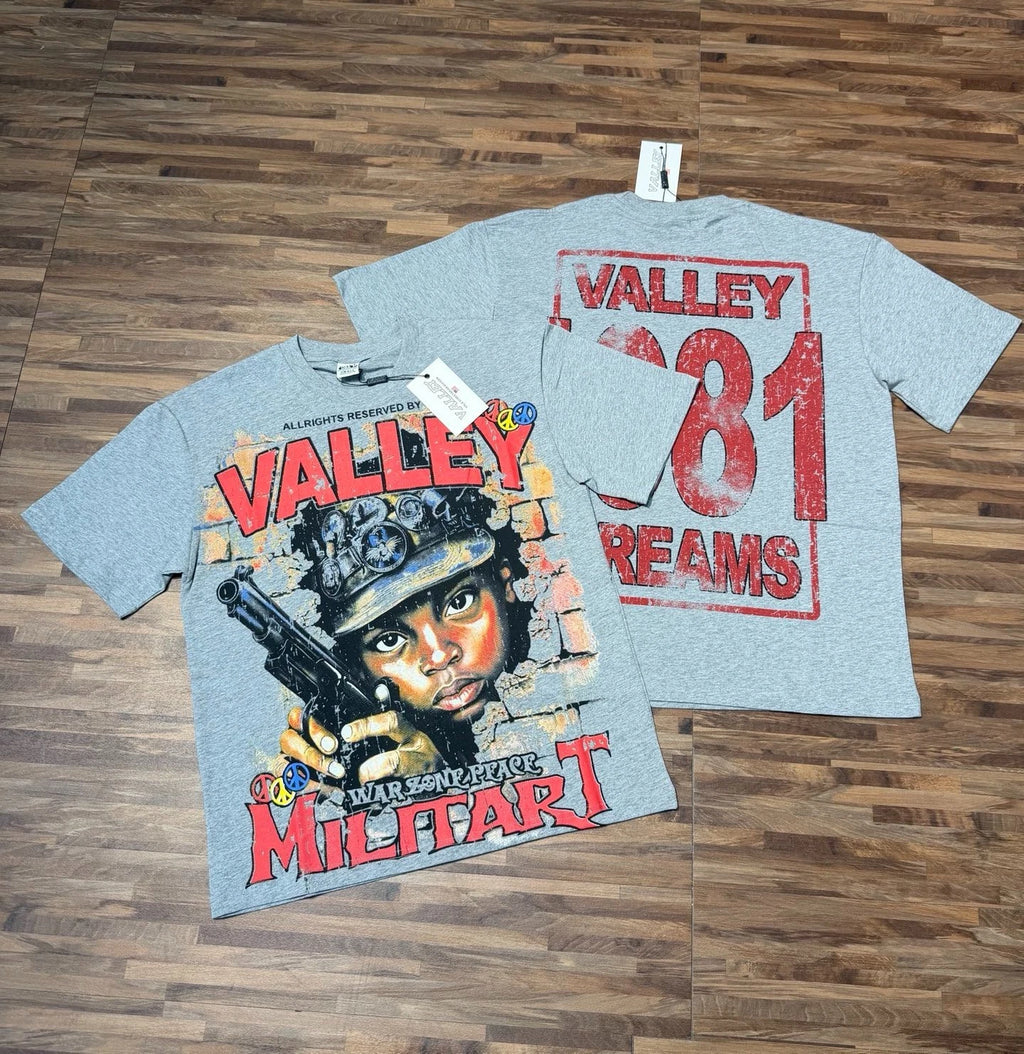 White /Gray S-M-L-XL Valley Tee Shirt Short Sleeve