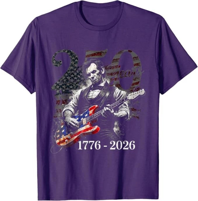 Abraham Lincoln Playing Guitar 4th July 250th Anniversary T-Shirt