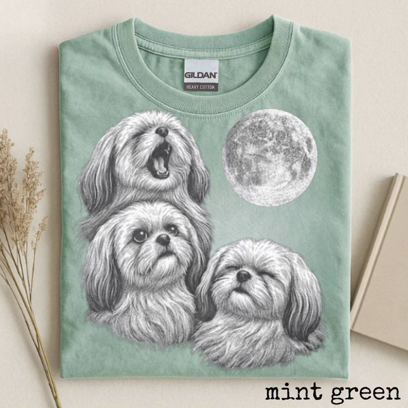 Shih Tzu T-Shirt Moon Graphic Cute Dog Lover Gift Unisex Pet Tee Gift for Her