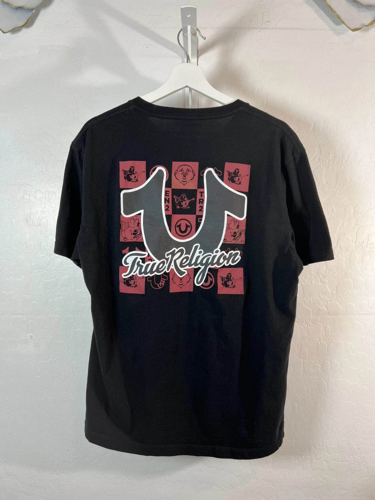TRUE RELIGION black logo graphic T shirt men urban y2k size 2X 100% SOFT cotton