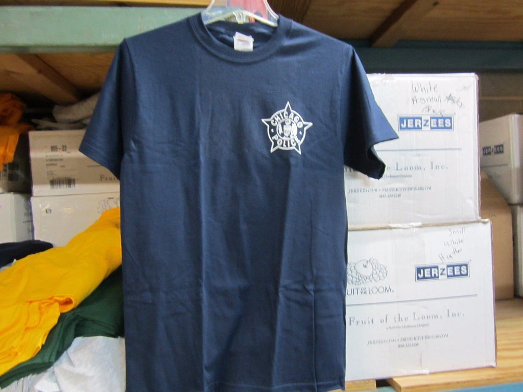 CHICAGO POLICE  LEFT CHEST STAR PRINTED T- SHIRT  SMALL, MED,LARGE,XL,XXL,XXXL