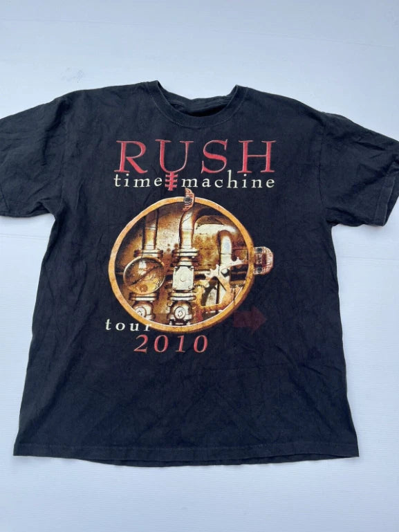 Vintage M&O KNITS Rush Time Machine tour 2010 black t-shirt