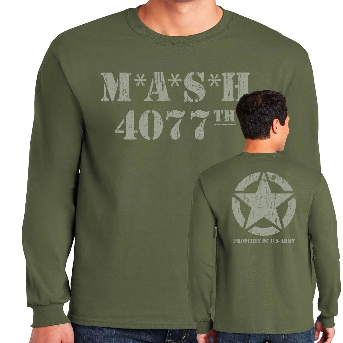 M.A.S.H 4077th Distressed Double Sided Long Sleeve Poly Blend Shirt