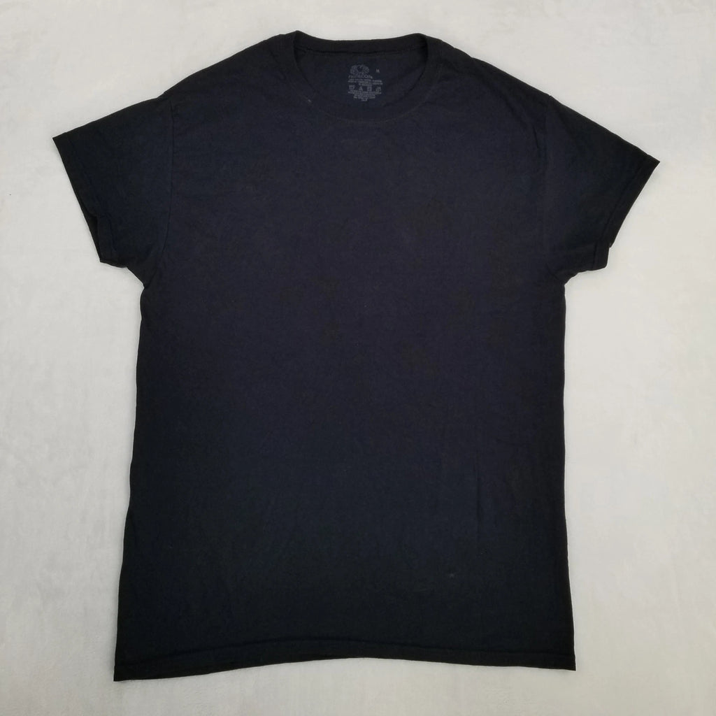 Fruit of the Loom Black Basic T-Shirt Short Sleeve Crew Neck Men's Medium Casual