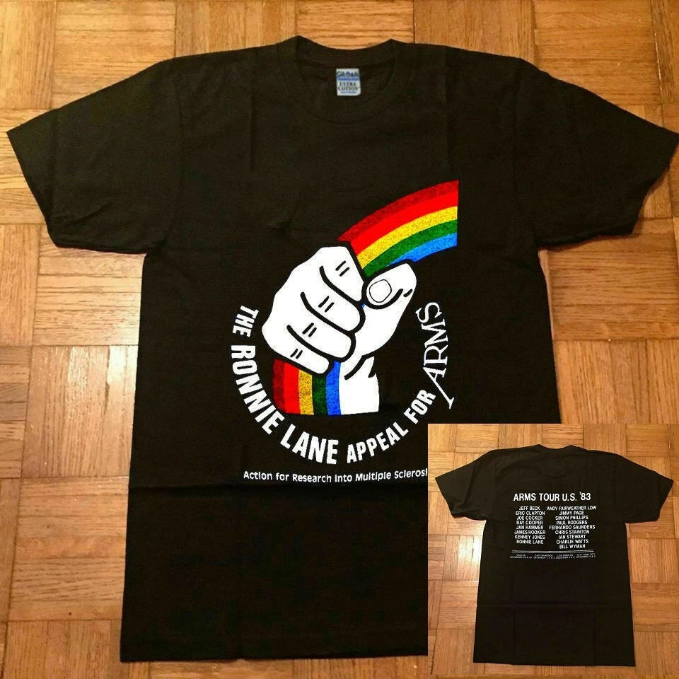 RONNIE LANE T-SHIRT 1983 APPEAL FOR ARMS TOUR JEFF BECK ERIC CLAPTON REPRINT