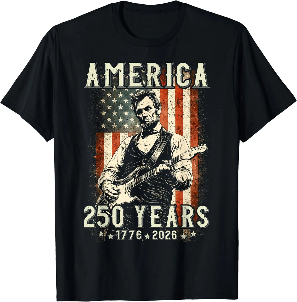 Vintage Abraham Lincoln Abe Lincoln Playing Guitar 250 Years T-Shirt