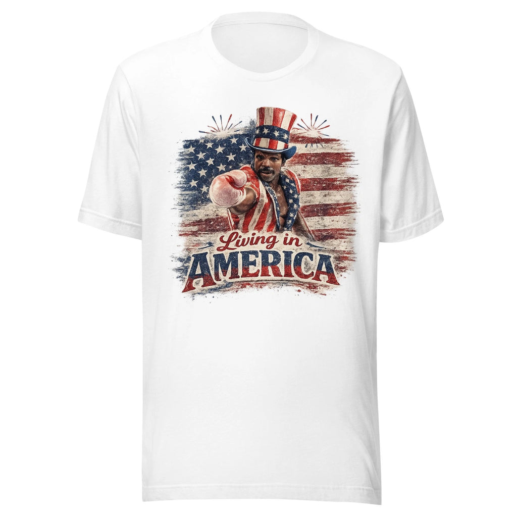 Apollo Creed Living In America Shirt Retro Distressed Patriotic USA Tee