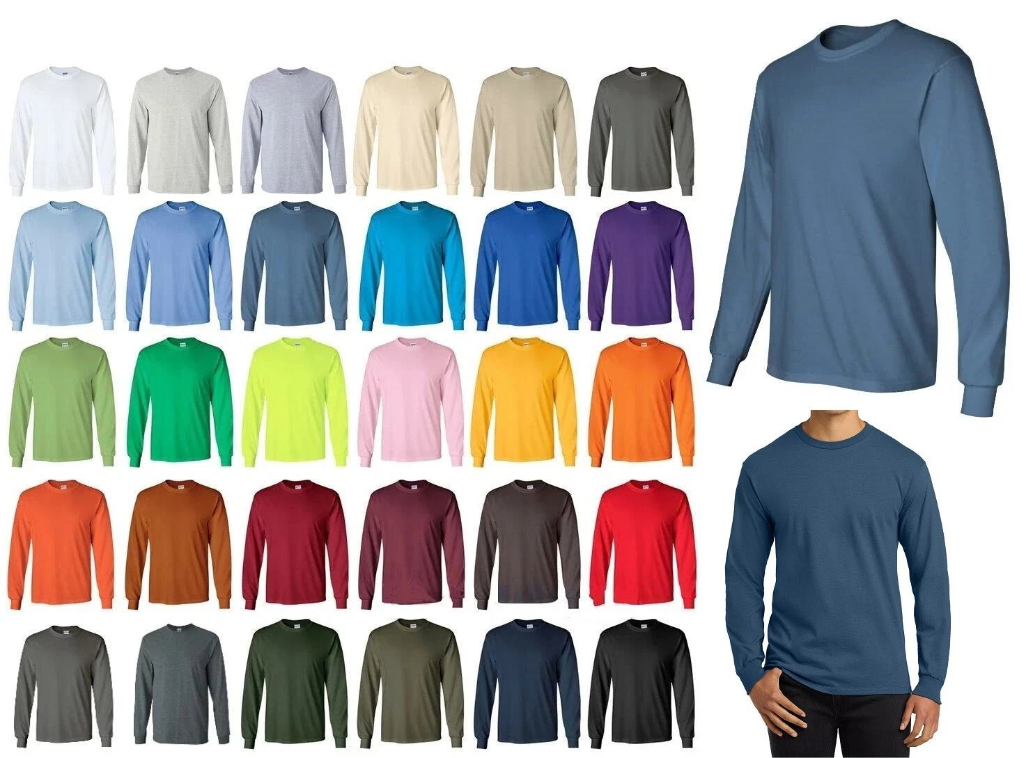 MEN'S PRESHRUNK, HEAVYWEIGHT, LONG SLEEVE, COTTON JERSEY T-SHIRT, SOFT, S-5XL