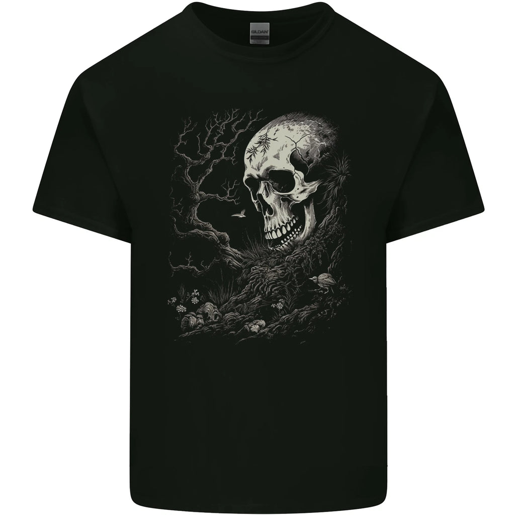 At One With Nature Skull Mens Cotton T-Shirt Tee Top