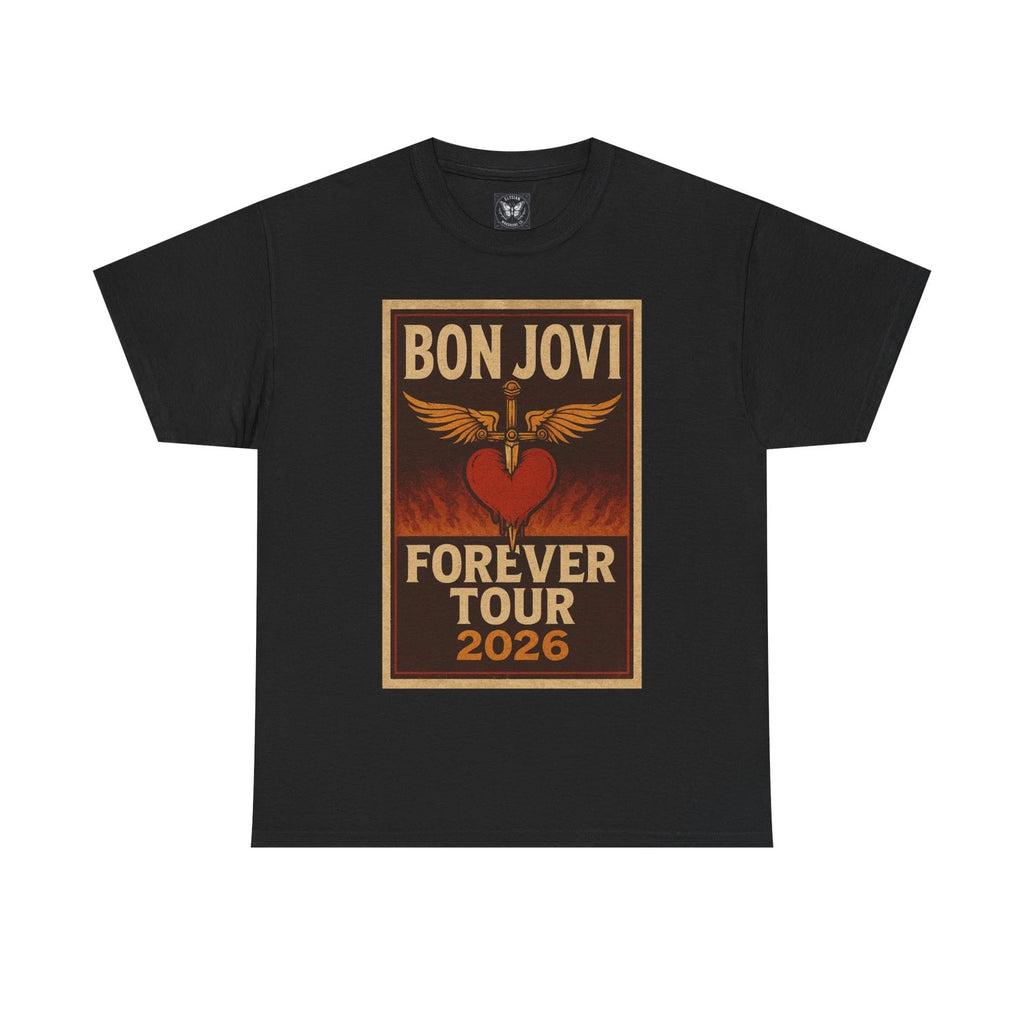 Bon Jovi T-Shirt Forever Tour 2026 Graphic Tee Vintage Band Merch Black Cotton T