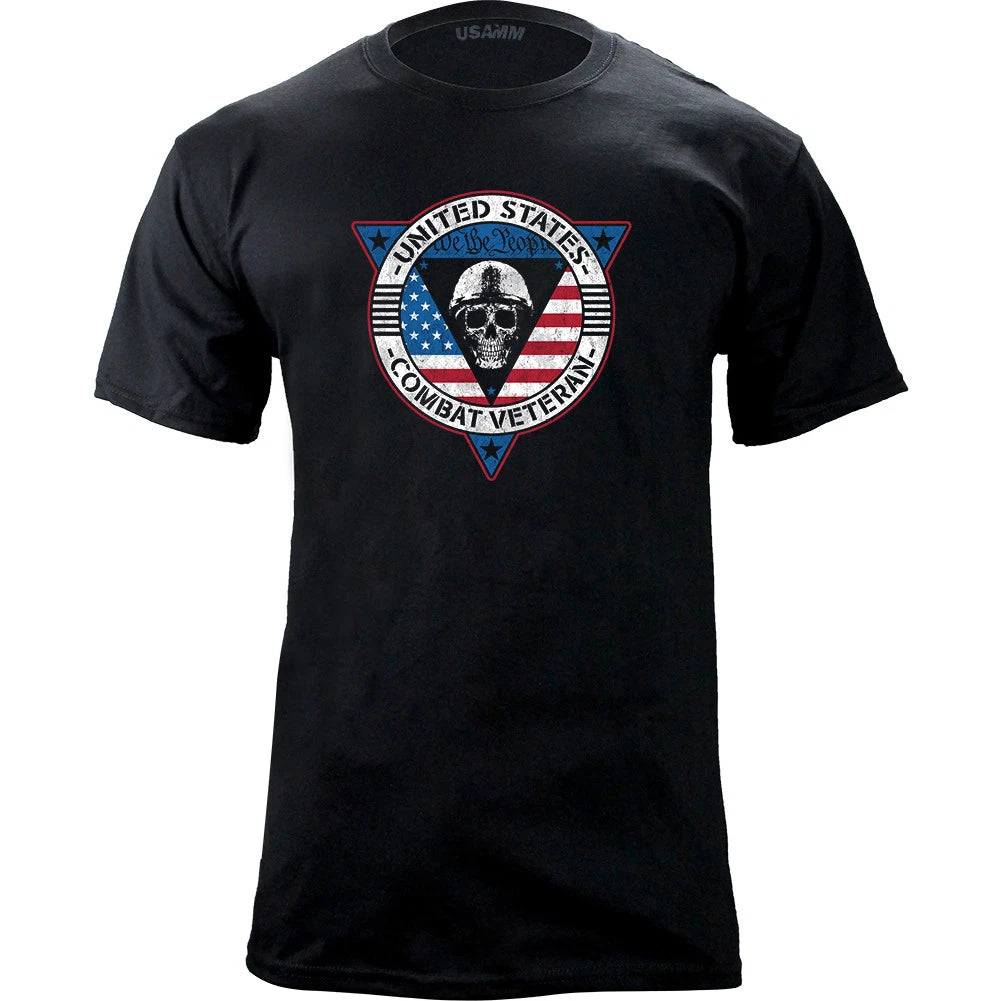 U.S. Combat Veteran Triangle Skull Graphic T-Shirt