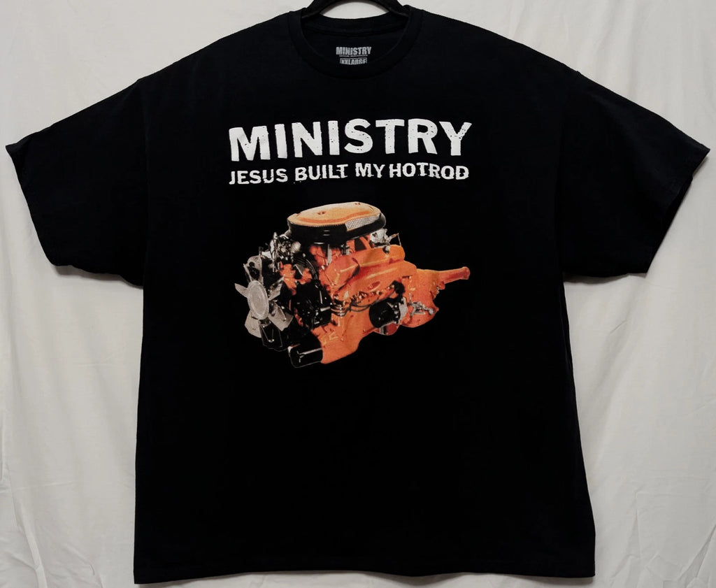 Ministry Jesus Built My Hotrod 2XL Black Band Tee Shirt 24.5" W X 29.5" L