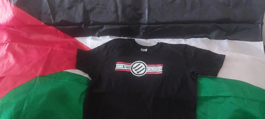 PALESTINE flag + "Siamo Tutti" t-shirt + black neck cover