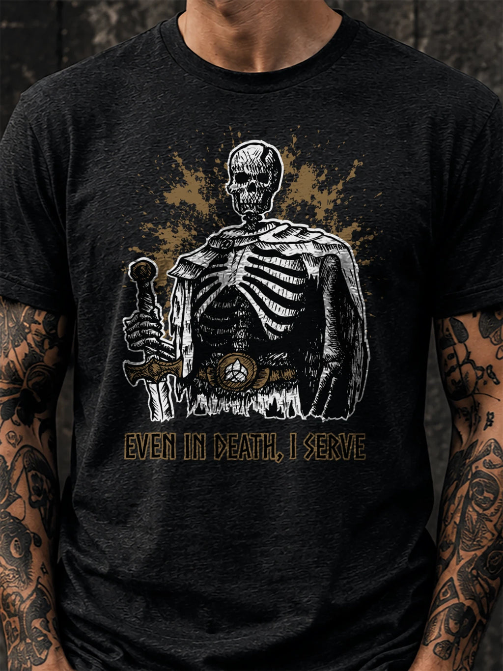 Dark Fantasy Skeleton Warrior Shirt, Gothic Streetwear Tee
