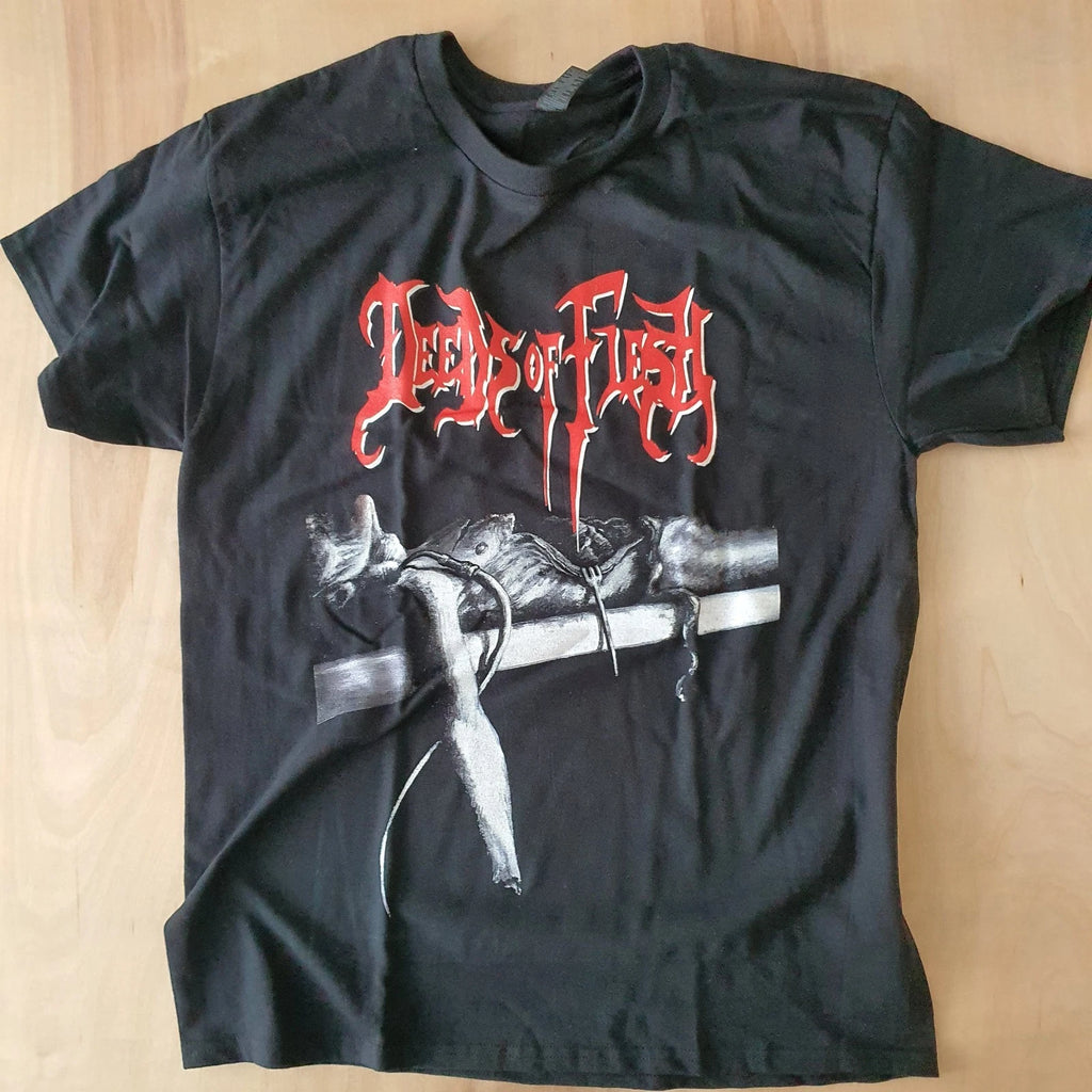 DEEDS OF FLESH TRADING PIECES VINTAGE VIBE RETRO STYLE BAND TEE T SHIRT