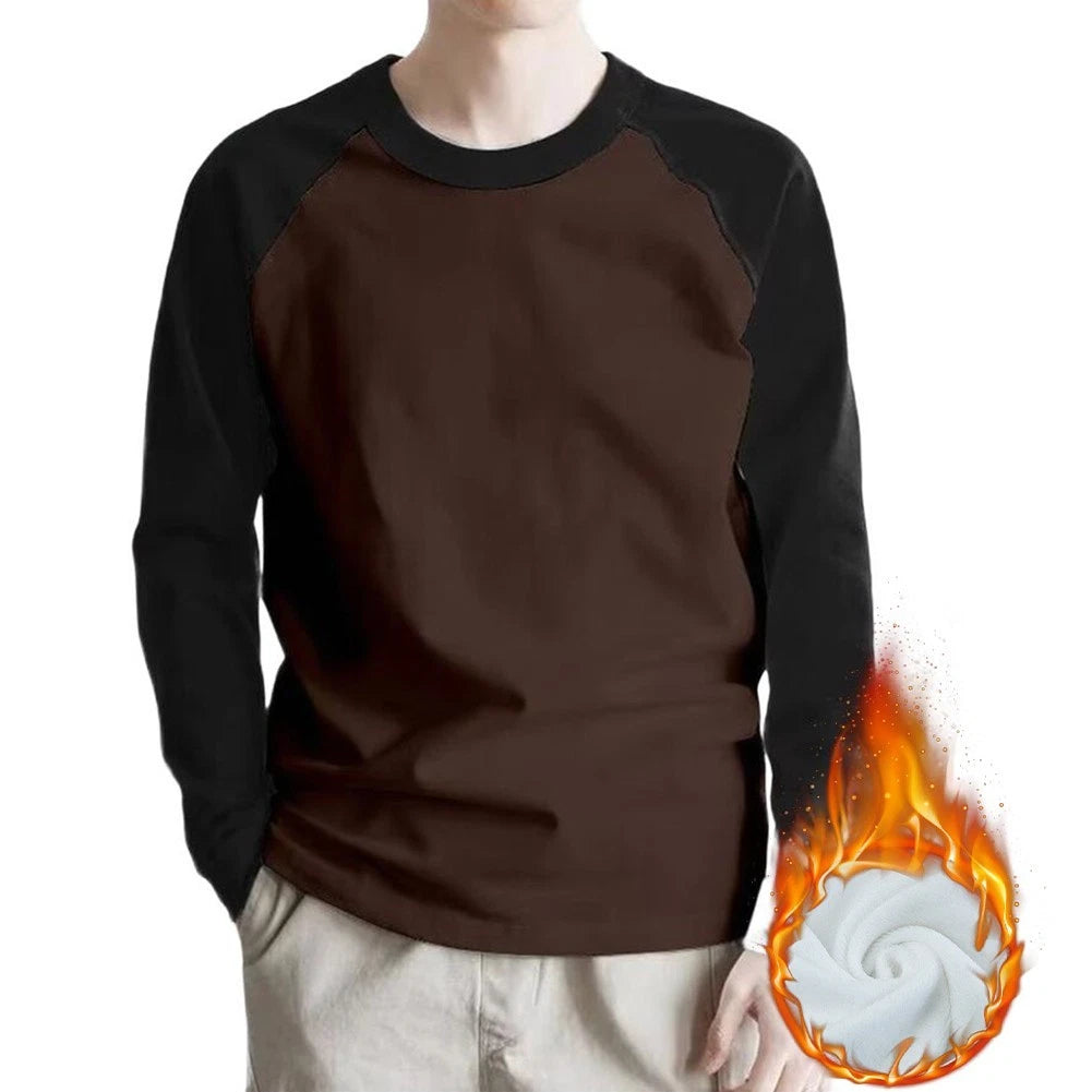 Casual Mens Long Sleeve Pullover Sweatshirt Loose Round Collar Patchwork
