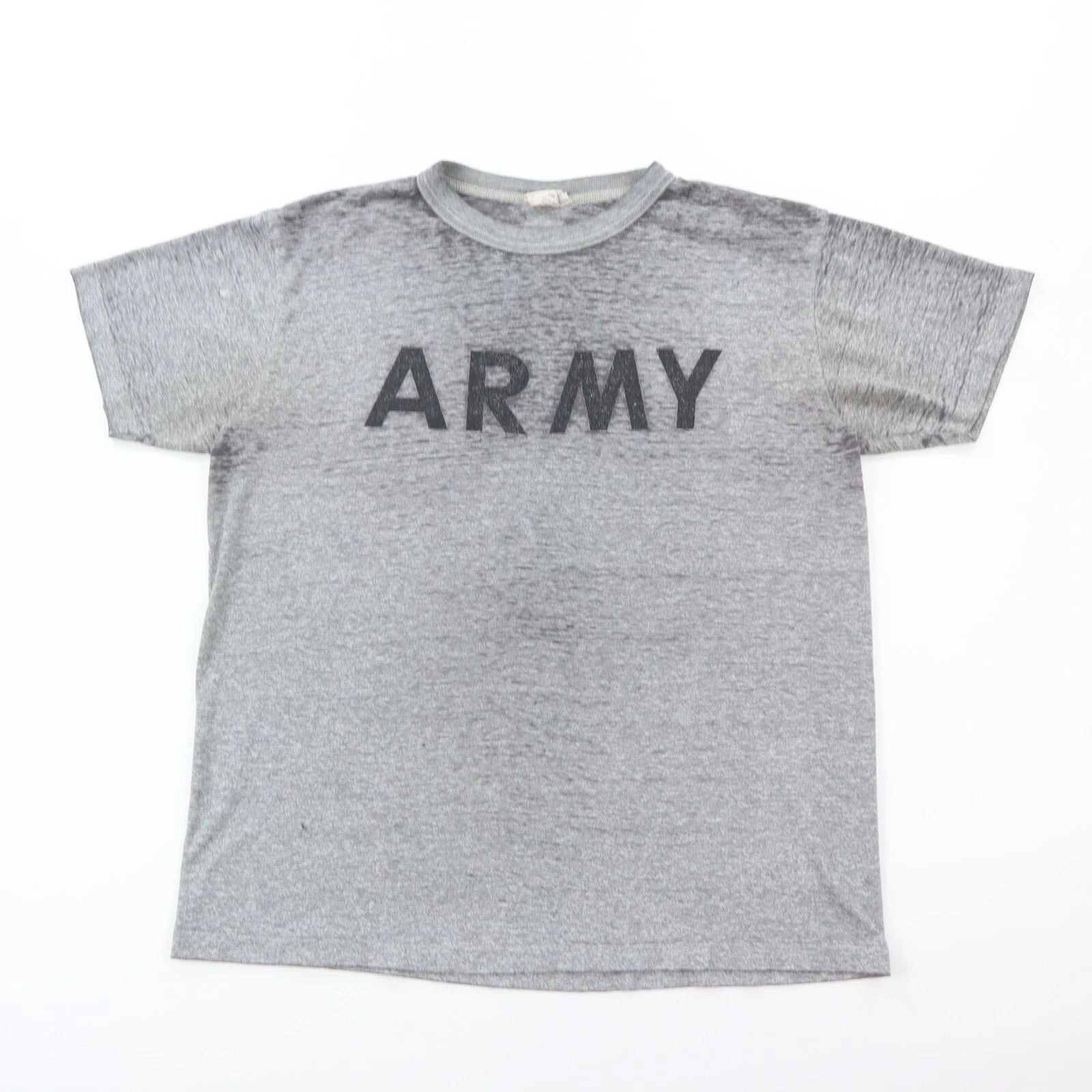 Paper Thin Burn Out Army T-Shirt Men's Medium Gray Buttery Soft Grunge Military