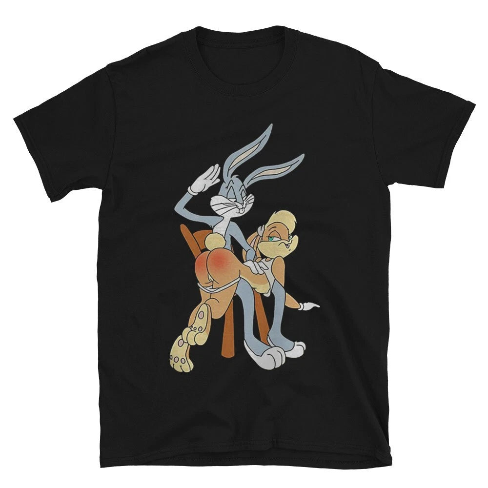 Bugs Bunny Spanking Lola Bunny Rabbit Cartoon Spoof Gift Vintage Men's T Shirt