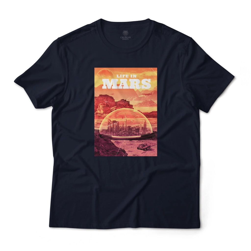 Life In Mars Sci-Fi Retro Art Aesthetic Graphic T-Shirt Lightweight Cotton