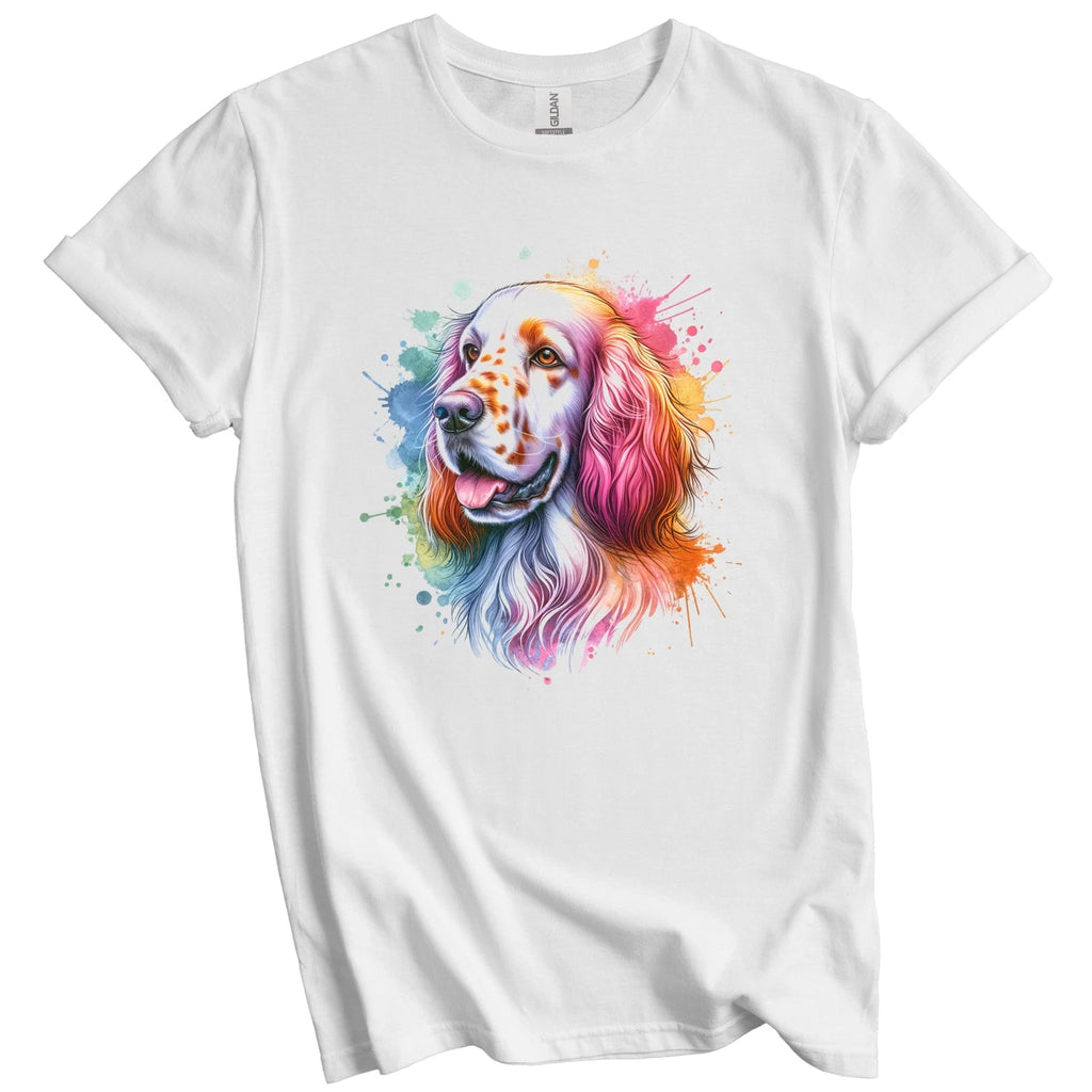 English Setter Rainbow Watercolor Portrait Dog Lover T-Shirt English Setter Gift