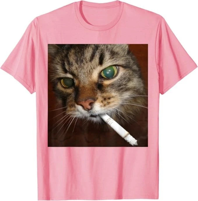 Cat Meme Cat Smoking Cigarette T-Shirt