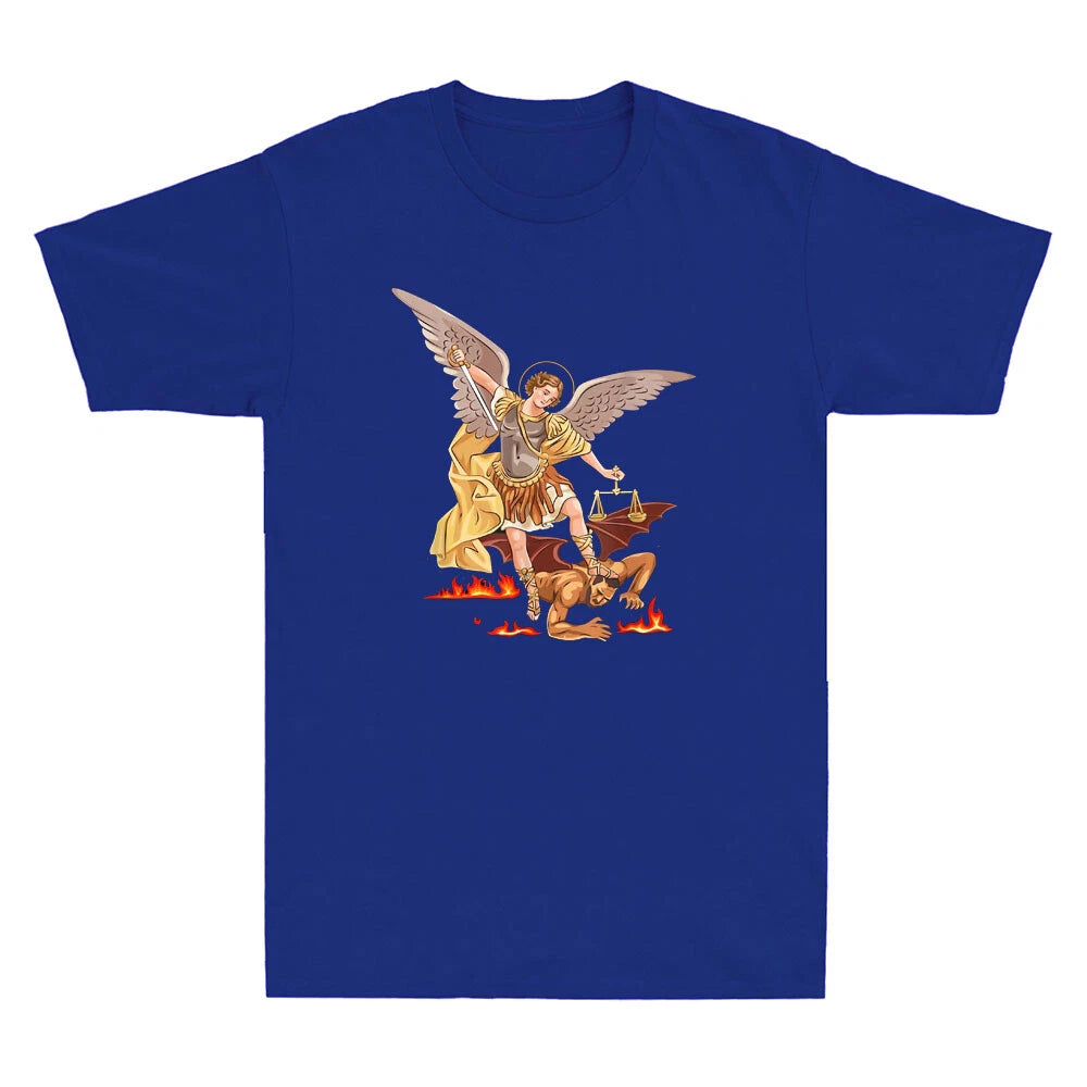 Saint Michael Archangel Angel Catholic Patron Funny Graphic Retro Men's T-Shirt