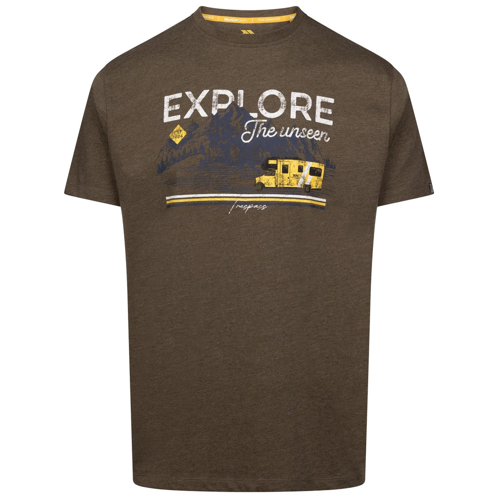 Trespass Mens Casual T-Shirt Thelon - Woven Top with Printed Detail