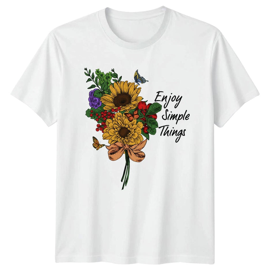 Enjoy Simple Things T-Shirt Botanical Butterflies Nature Lovers And Her