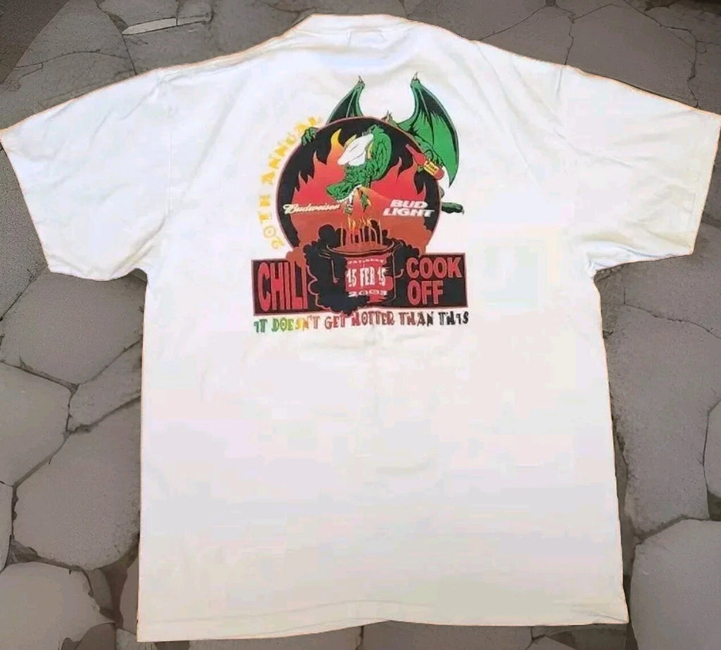 2003 Budweiser 20th Annual Chili Cook Off T Shirt Men's L Large Vintage 2 Sided