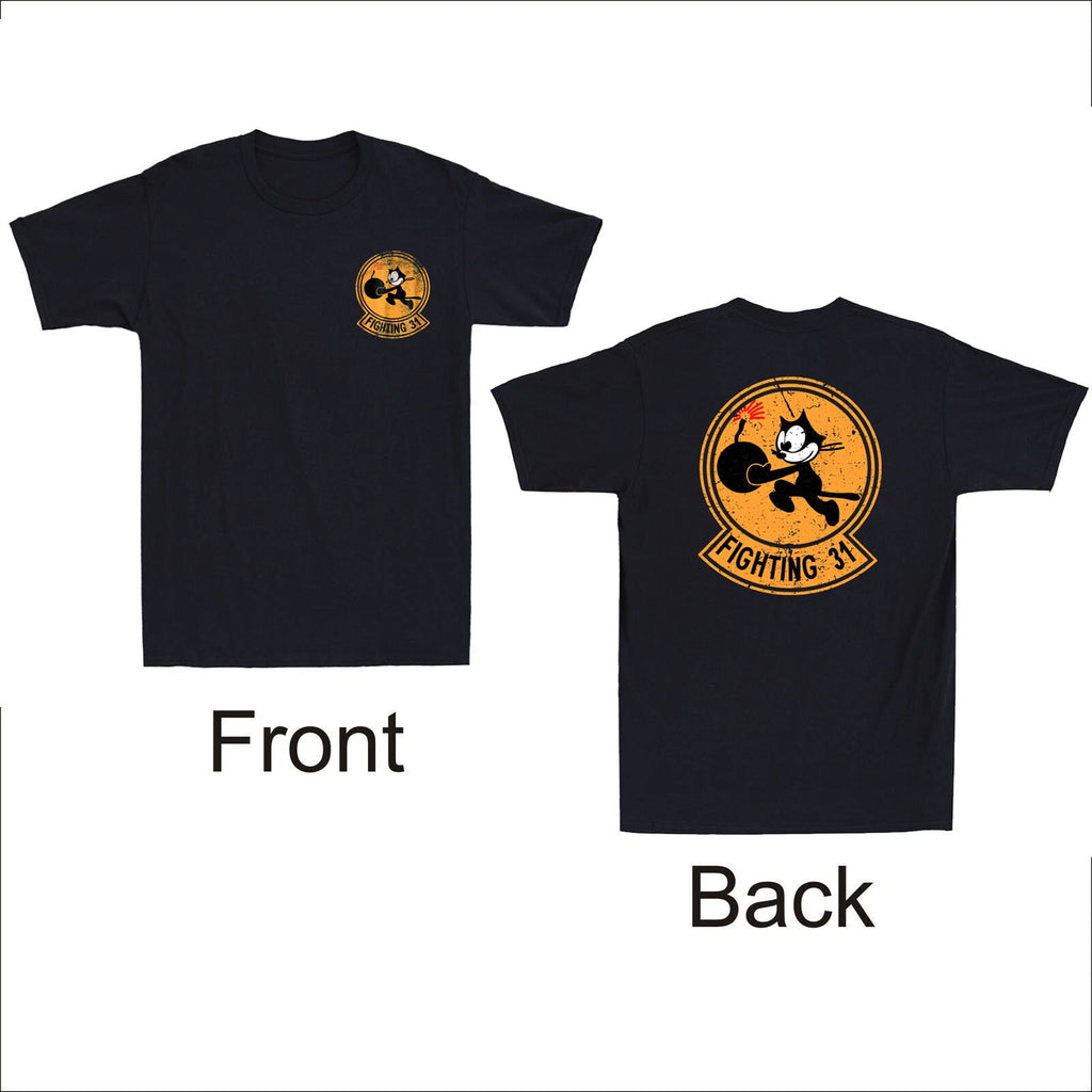 WW2 VFA-31 Tomcatters Squadron Retro Patch Front & Back Vintage Men's T-Shirt