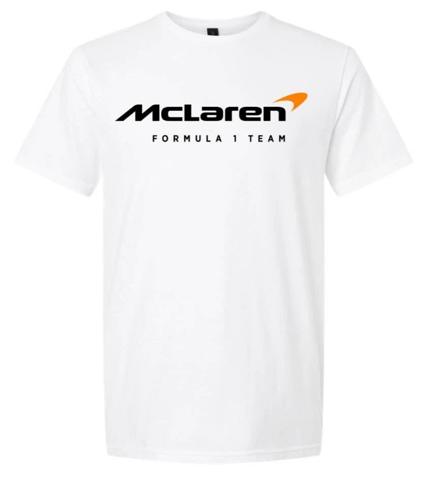 McLaren Racing Team F1 Formula Tshirt White Tee Print Gildan Unisex T-Shirt