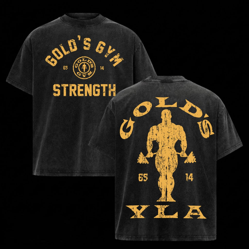 Gold's Gym YoungLA T-Shirt Heavy Cotton Wash Gym Tee Streetwear Men Top Clothing