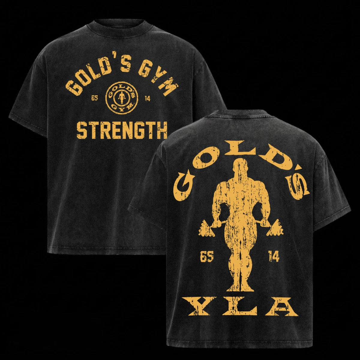 Gold's Gym YoungLA T-Shirt Heavy Cotton Wash Gym Tee Streetwear Men Top Clothing