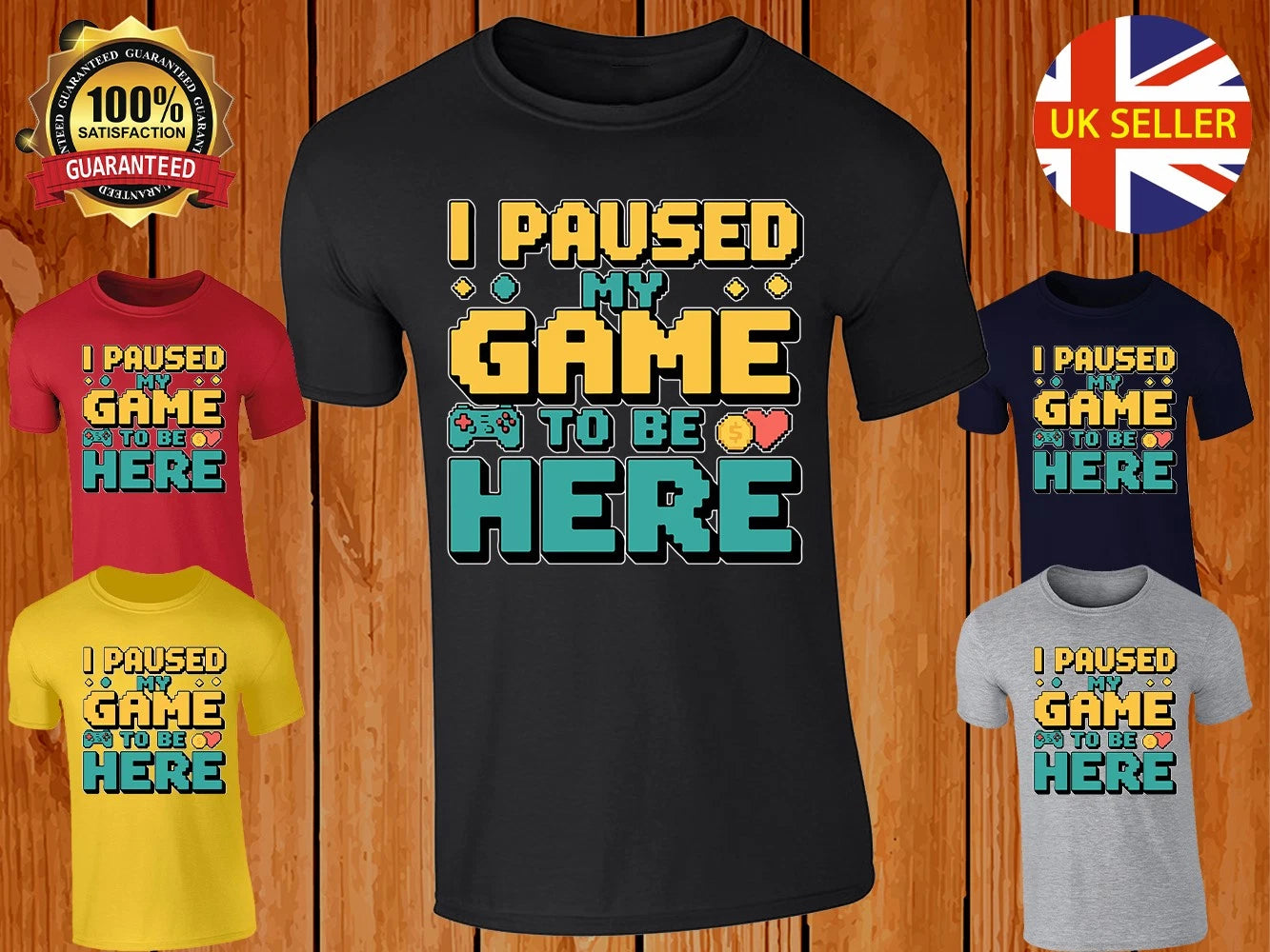 I Paused My Game T-Shirt Mens Funny Gamer Video Game Controller Retro Geek Nerd