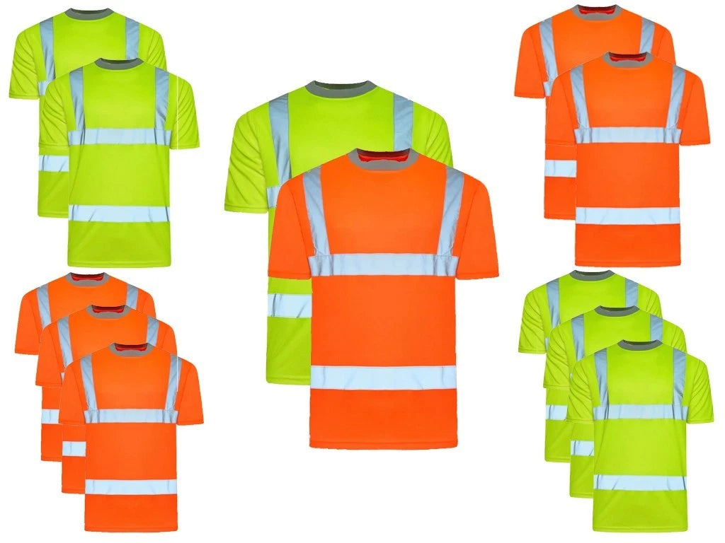 Men's Hi-Vis Workwear T-Shirt High Visibility Reflective Safety & Security Tees