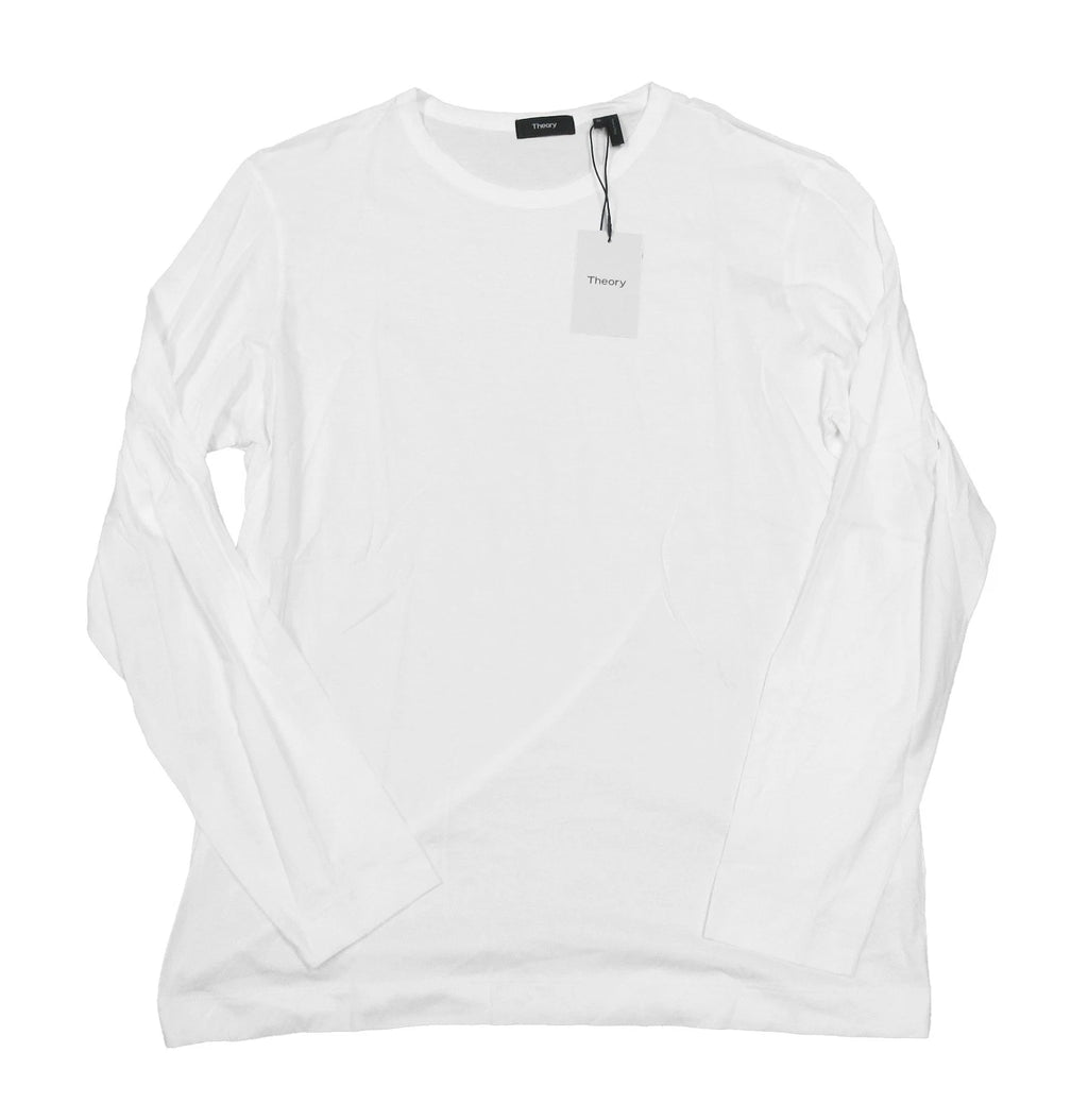 Theory Men's White Foundation Jersey Gaskell Crew-Neck Long Sleeve T-Shirt (XL)