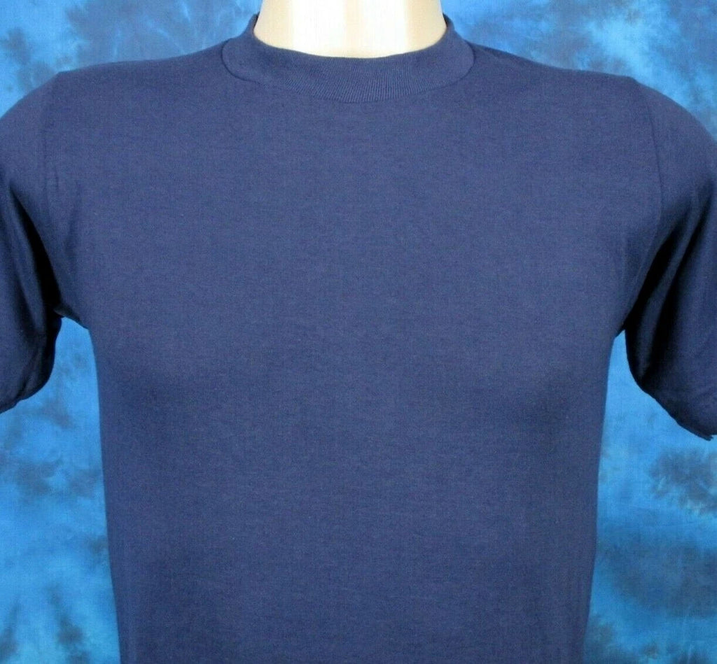 NOS vintage 80s BLANK NAVY BLUE JERZEES PAPER THIN T-Shirt XS buttery soft beach