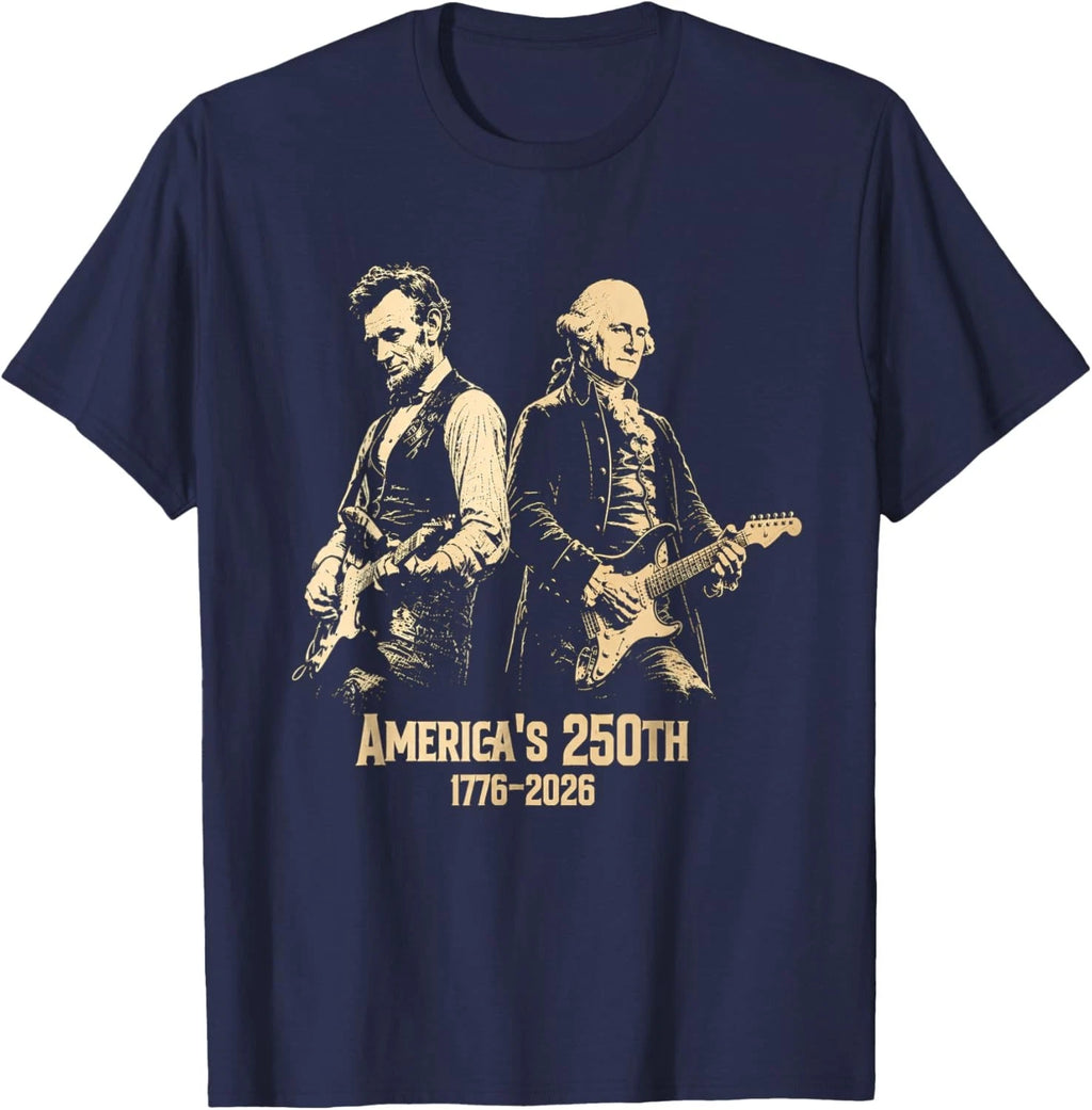 George Washington Lincoln Playing Guitar Abe Lincoln 250th Unisex T-Shirt
