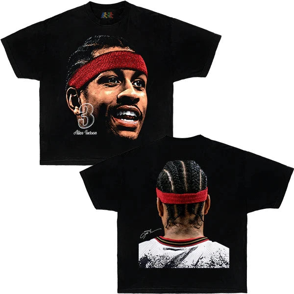 Allen Iverson Vintage Graphic T-Shirt Black 90s Basketball Streetwear Tee