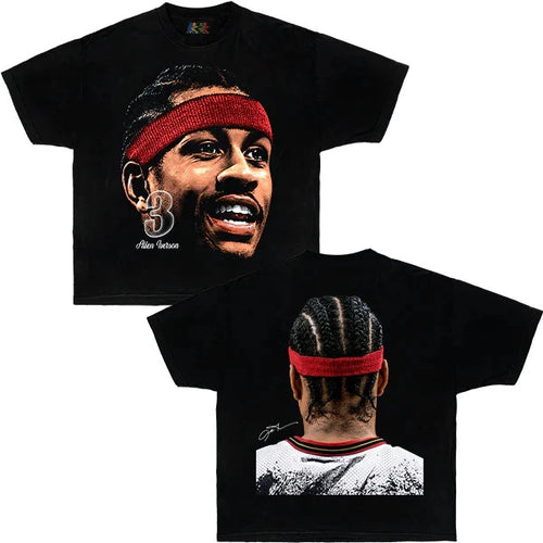 Allen Iverson Vintage Graphic T-Shirt Black 90s Basketball Streetwear Tee