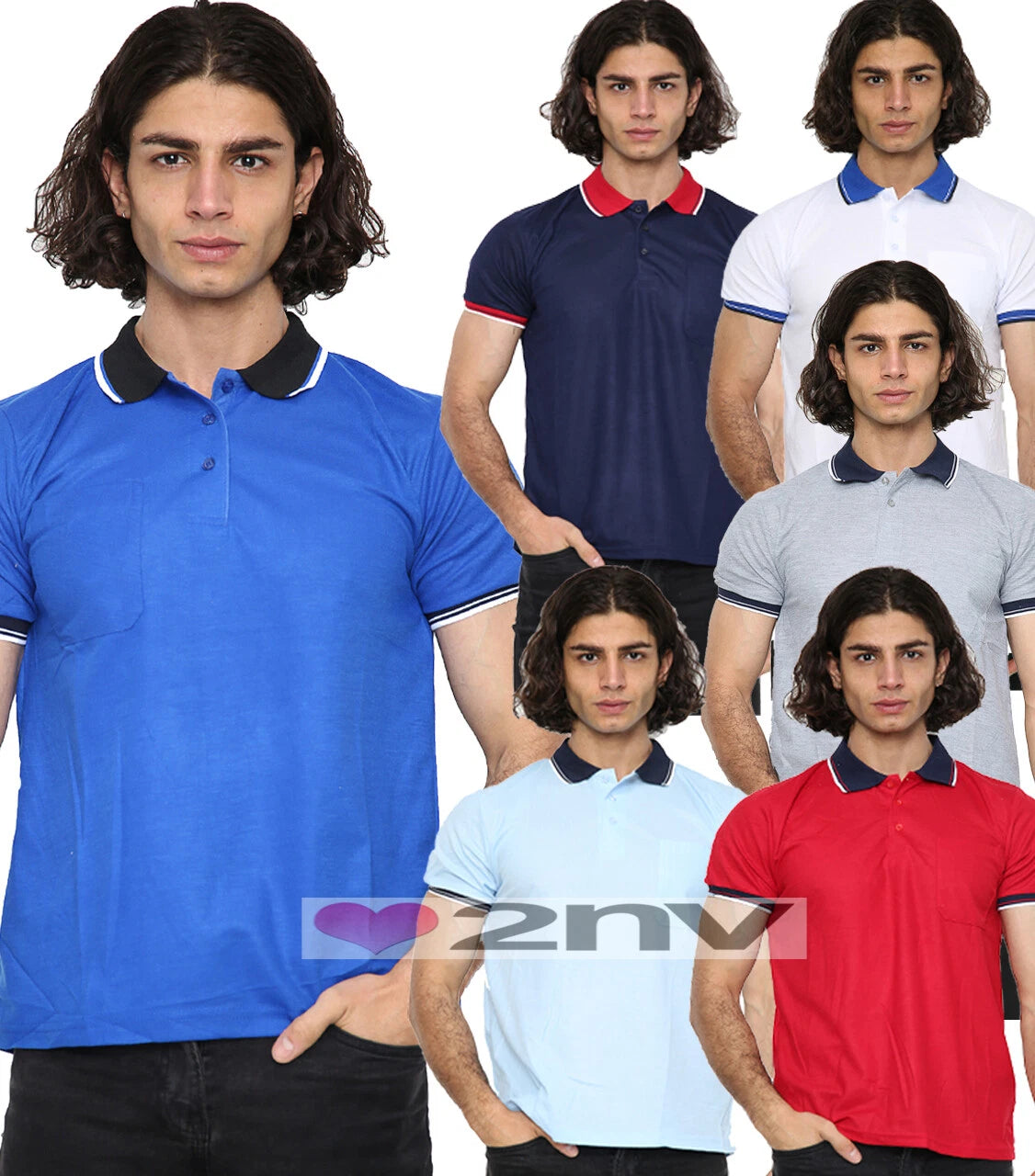 Mens Casual Polo Shirt Plain Cotton Blend Short Sleeve Mens Smart Pique T-Shirt
