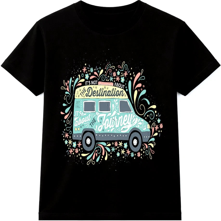 Campervan T Shirt Van Life Graphic Tee It About The Journey Road Trip Travel Top