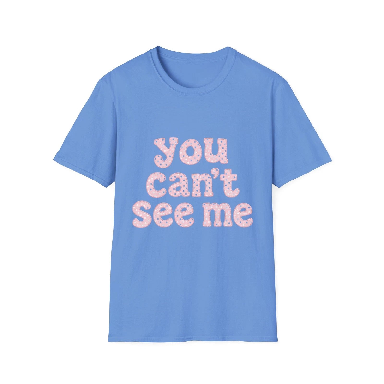 you can't see me T-Shirt | Pink polka dot retro text