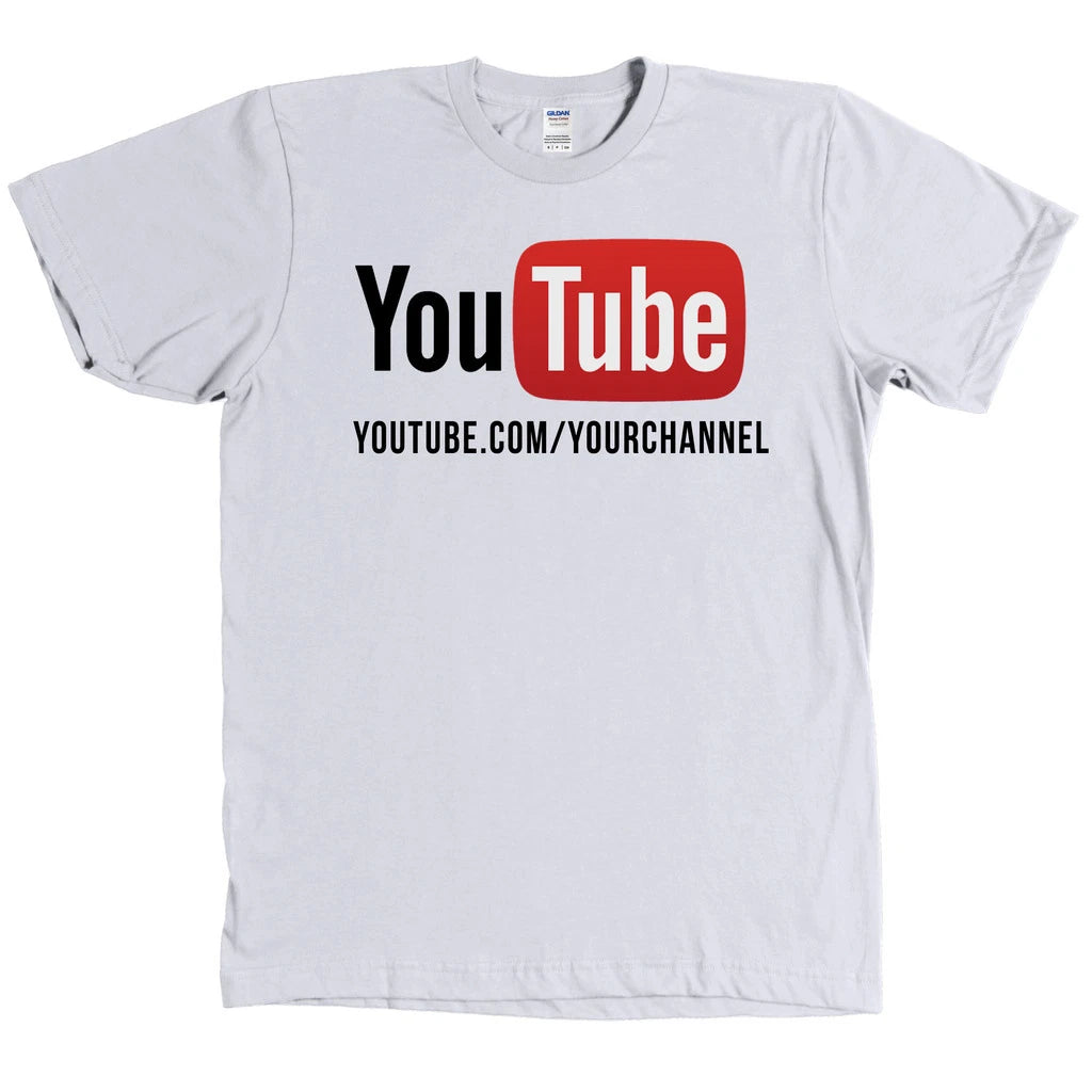 YouTube Channel CUSTOM URL Shirt - YOUR CHANNEL ON A SHIRT - MANY COLORS