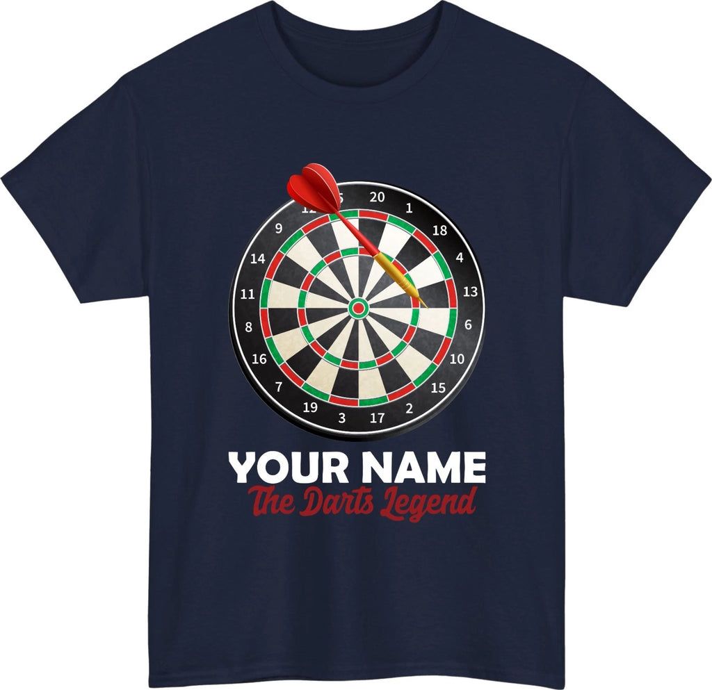 Personalised Darts Legend T-Shirt Custom Name Dartboard Pub Player Gift Tee Top