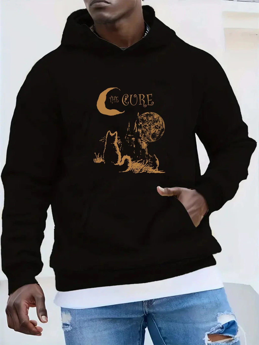 The Cure Cat Unisex Hoodie 90s Alt Indie Rock Jumper Vintage Band Unisex Top