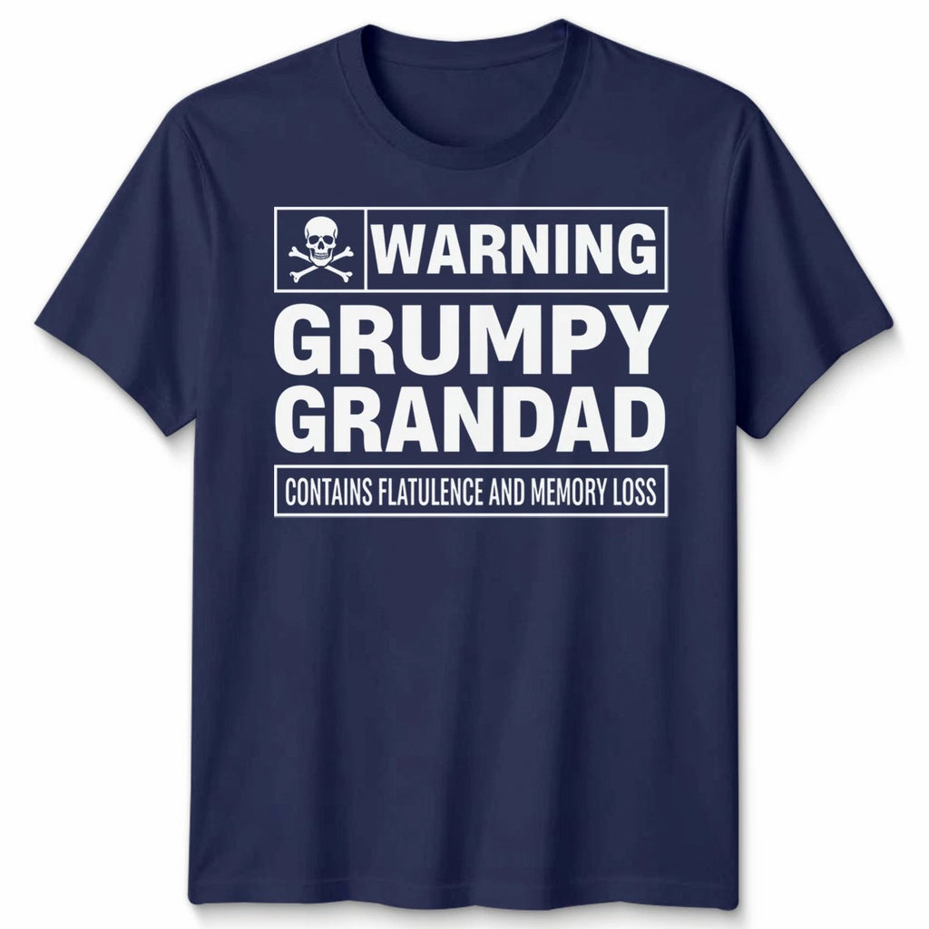 Warning Grumpy Grandad Unisex T Shirt Funny Gift Xmas Present Fathers Day Tee